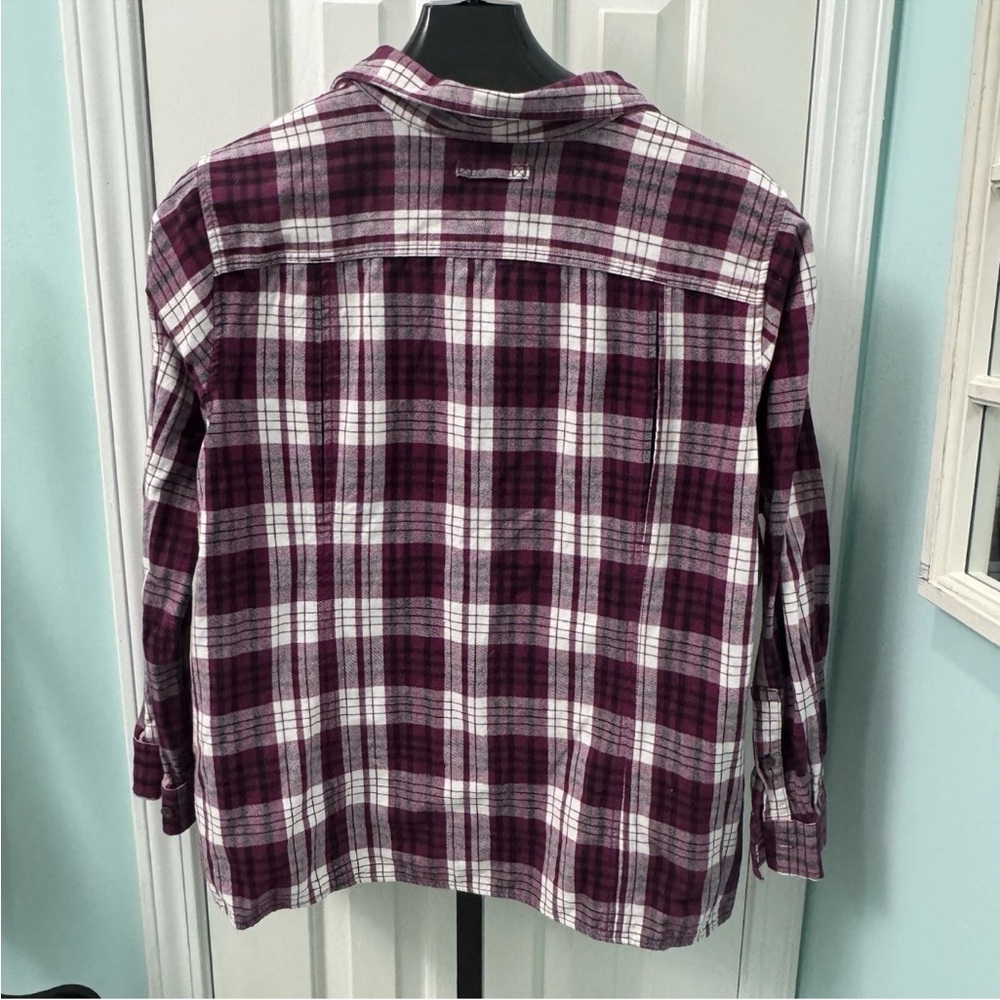 Duluth Trading Co Women's Size 2X Free Swingin Flannel Purple Button Down Shirt - Picture 3 of 5